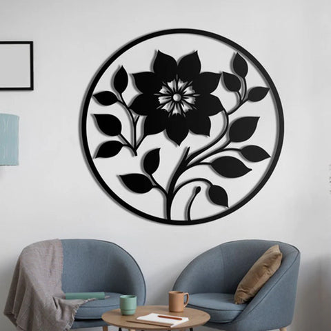 Floral Leaf Circle Metal Wall Art 