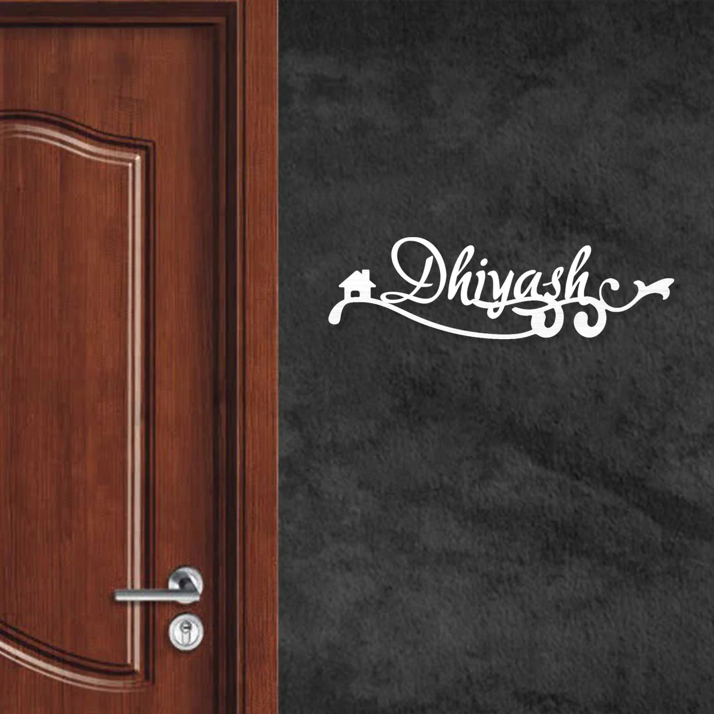 Personalized Laser Cut Wavy Design Metal Name Plate for Home - Harshita Craft