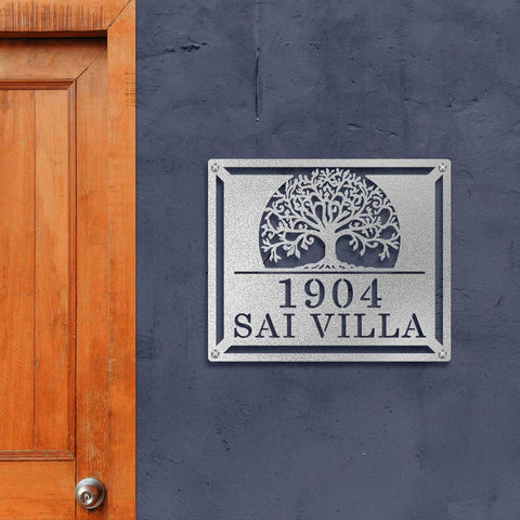 Personalized Tree of Life Metal Name Plate for Home – Laser Cut Steel