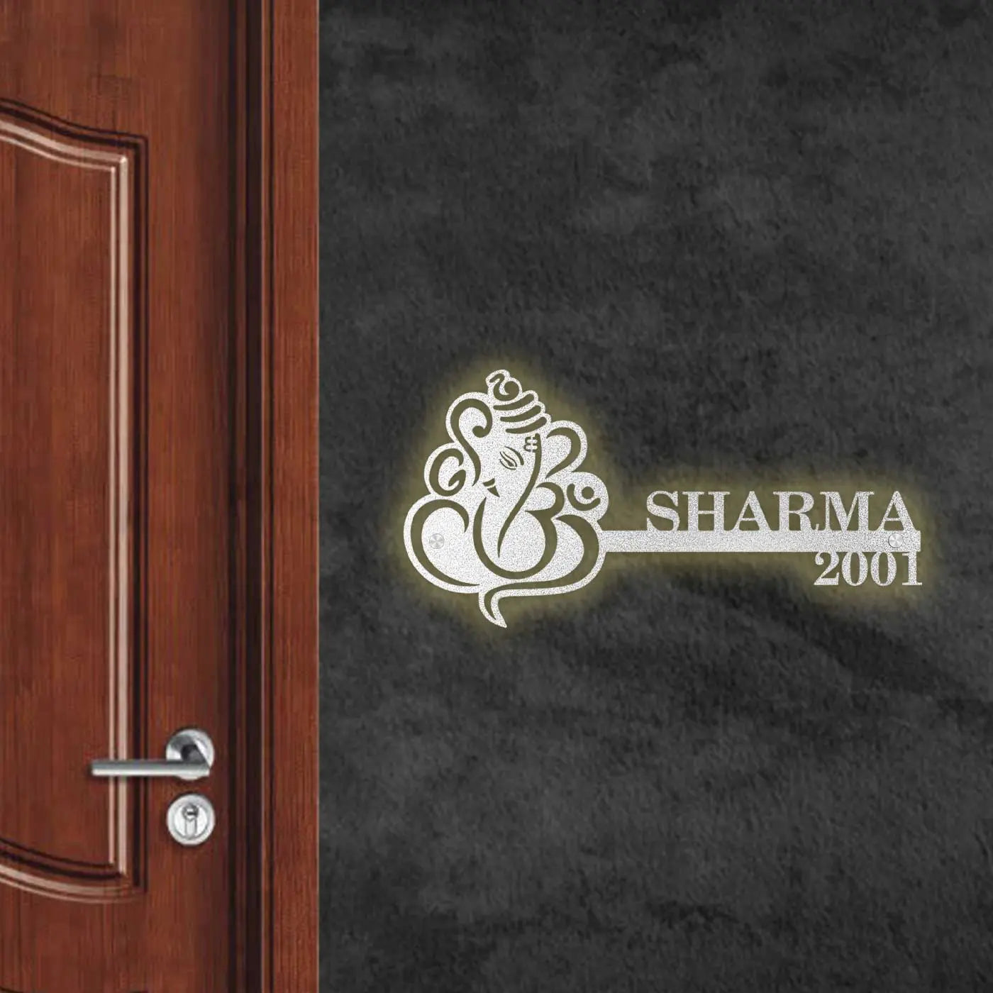 Personalized Religious Theme Metal Name Plate for Home – Laser Cut Steel - Harshita Craft