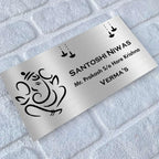 Personalized Ganesha & Diya Stainless Steel Metal Name Plate for Home | Custom Laser-Cut Design - Harshita Craft