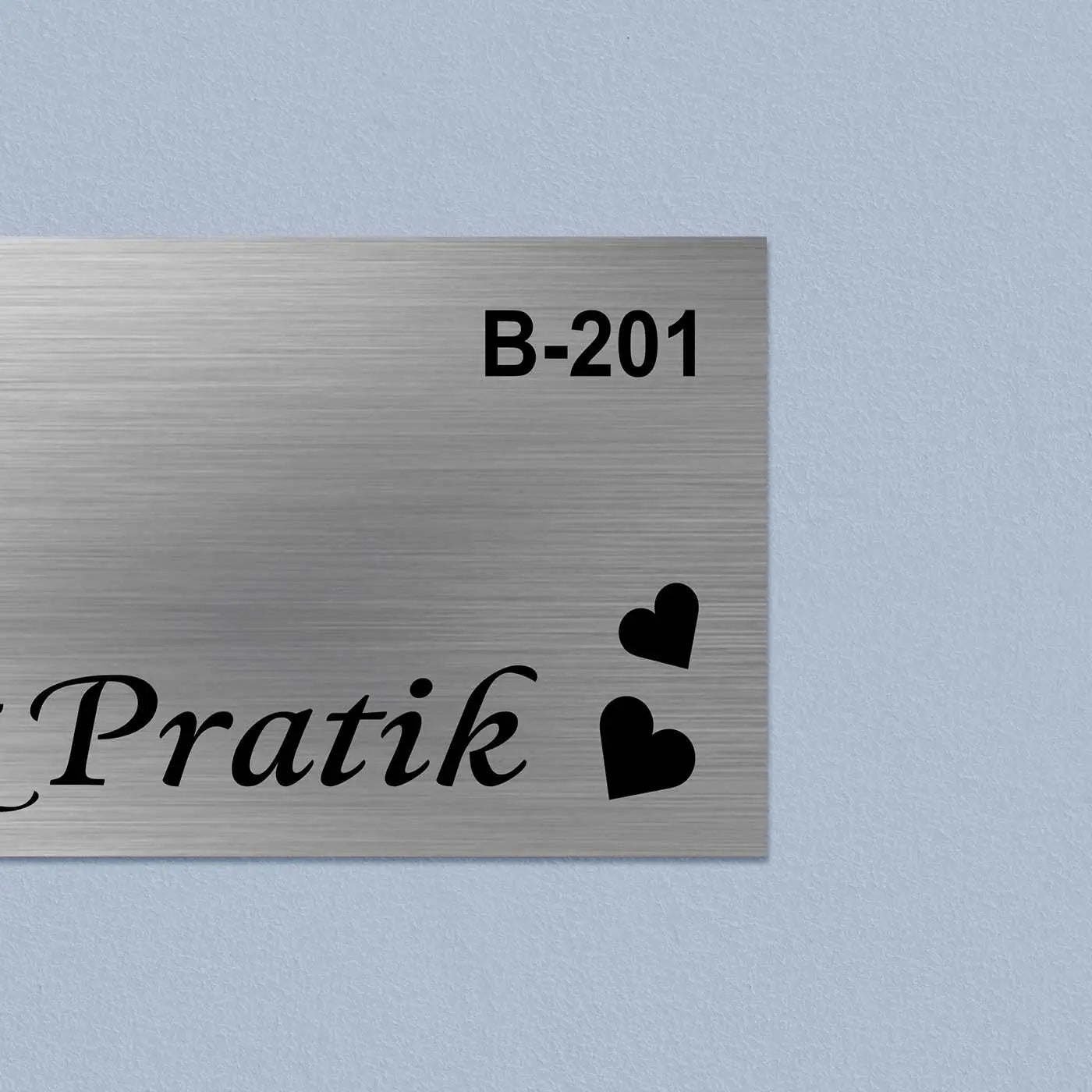Personalized Love Theme Stainless Steel Metal Name Plate for Home Entrance - Harshita Craft