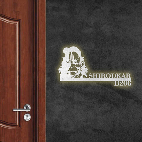 Personalized Hanuman Metal Name Plate for Home | Laser Cut Design