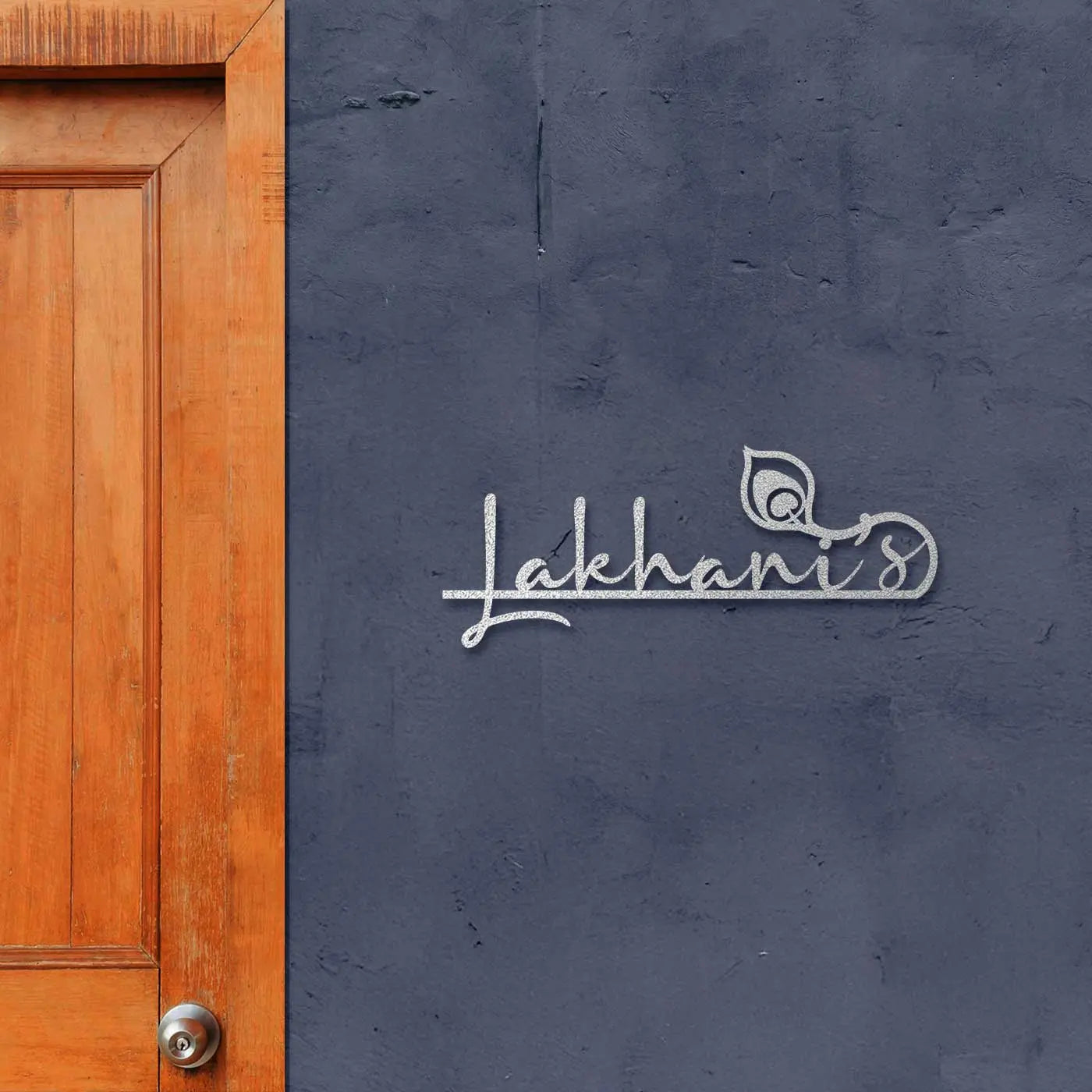Personalized Laser Cut Feather Theme Metal Name Plate for Home - Harshita Craft
