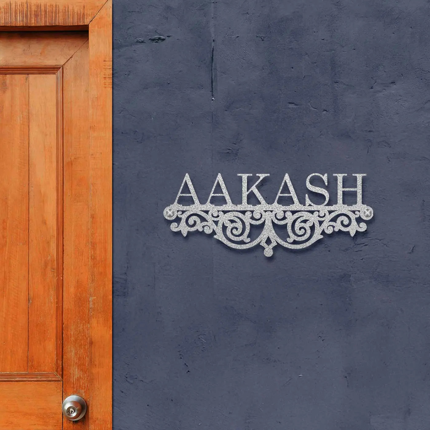 Personalized Minimalist Metal Name Plate for Home | Laser Cut Steel - Harshita Craft