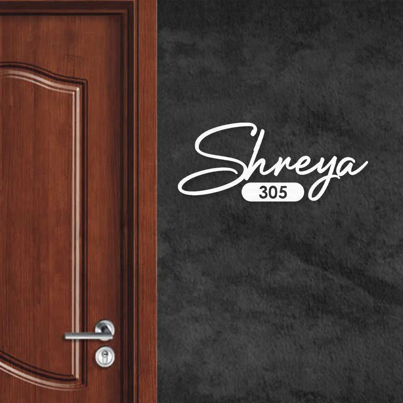 Personalized Minimalist Metal Name Plate for Home – Laser Cut Steel Design - Harshita Craft