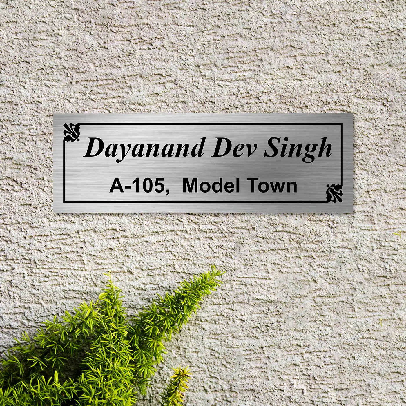 Personalized Minimalist Stainless Steel Metal Name Plate for Home – Custom Name Plate for House Entrance & Outdoor - Harshita Craft