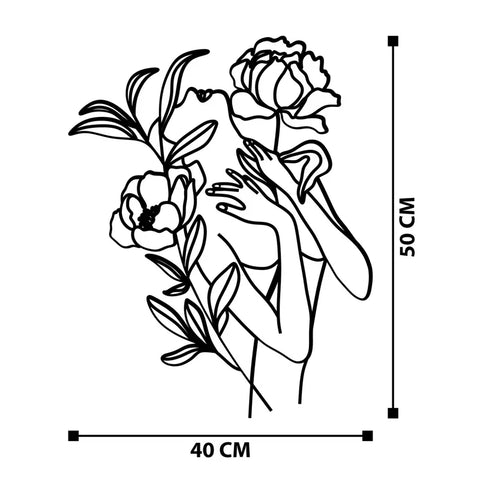 Flowers Line Art Metal Wall Art 