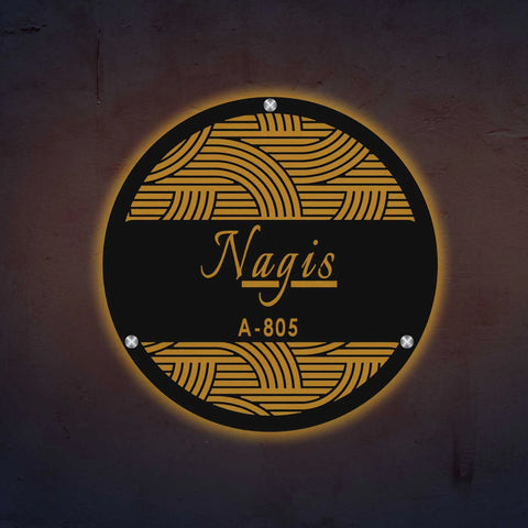 Personalized Round Metal Name Plate for Home | Laser Cut Steel Design