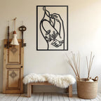 Women With Flower Line Art Metal Wall Art 