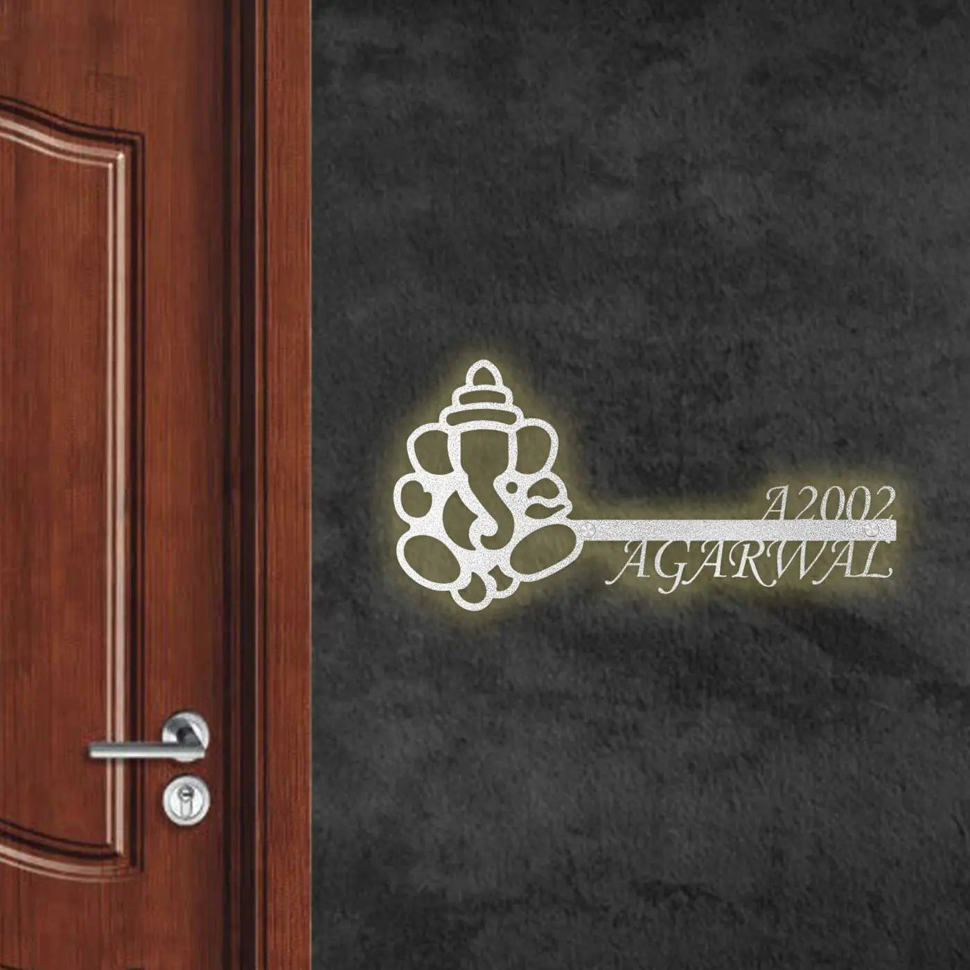 Personalized Metal Name Plate for Home – Laser Cut Religious Design (Outdoor & Indoor) - Harshita Craft