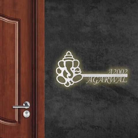 Personalized Metal Name Plate for Home – Laser Cut Religious Design (Outdoor & Indoor)