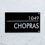 Personalized Waterproof Black Laser Cut Metal LED Name Plate for Home Entrance Outdoor - Harshita Craft