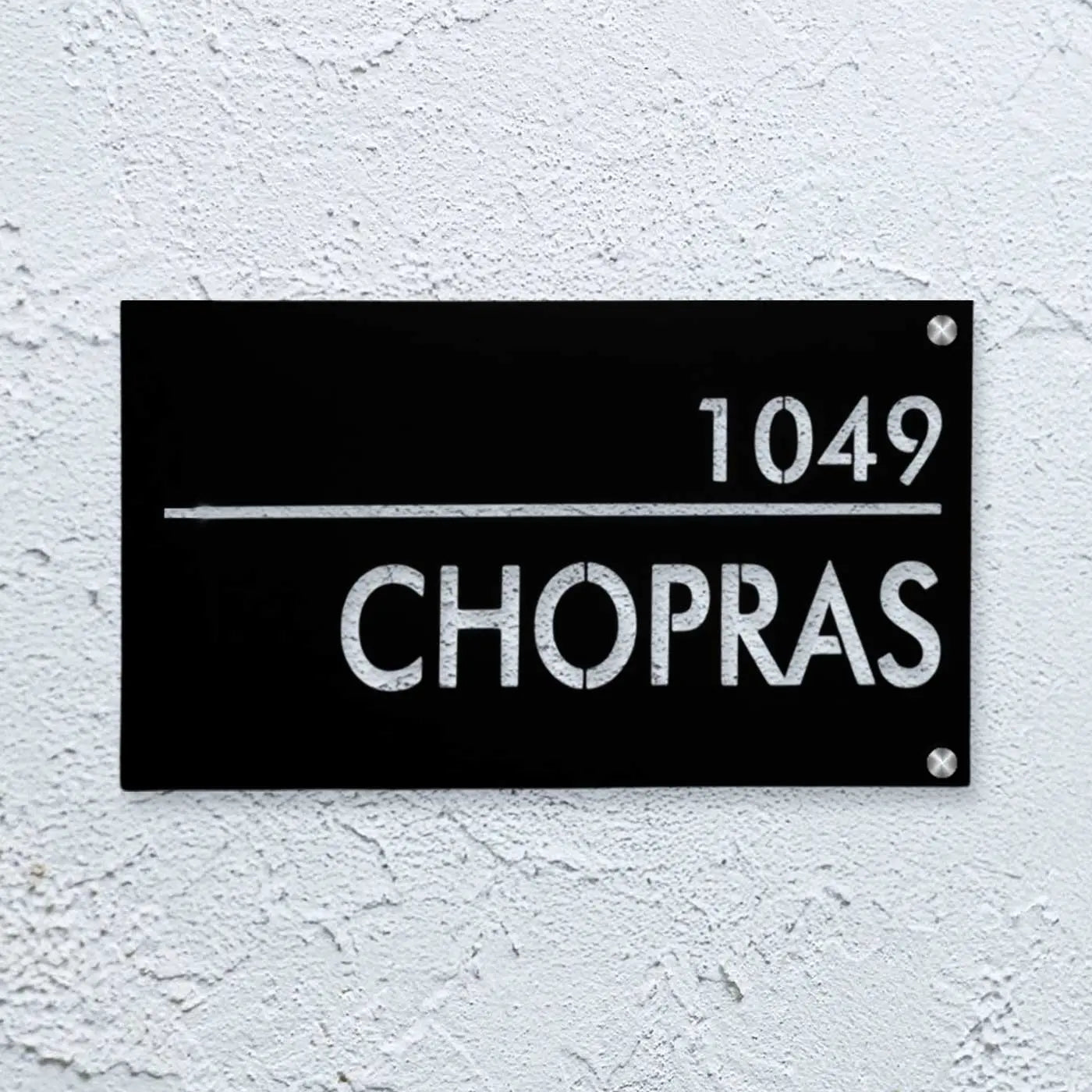 Personalized Waterproof Black Laser Cut Metal LED Name Plate for Home Entrance Outdoor - Harshita Craft