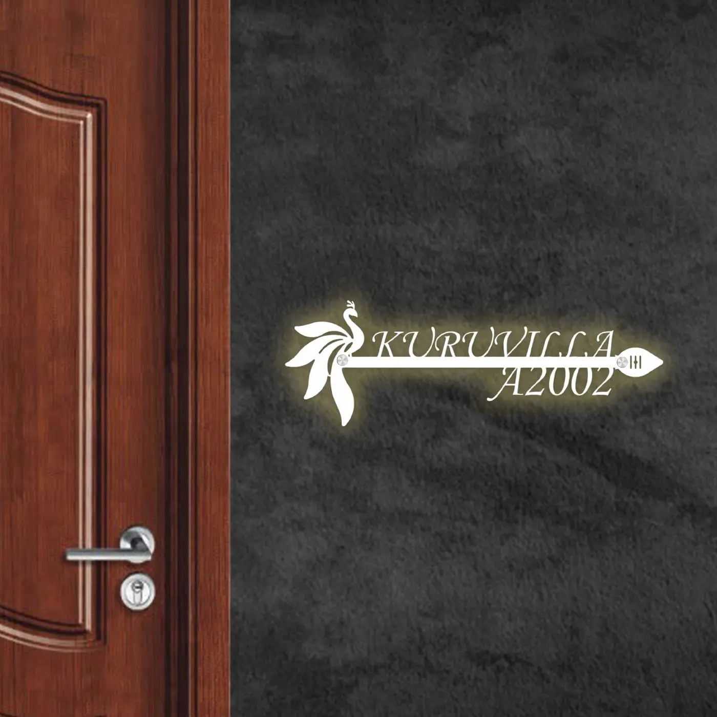 Personalized Metal Name Plate for Home – Religious Theme Laser-Cut Design - Harshita Craft
