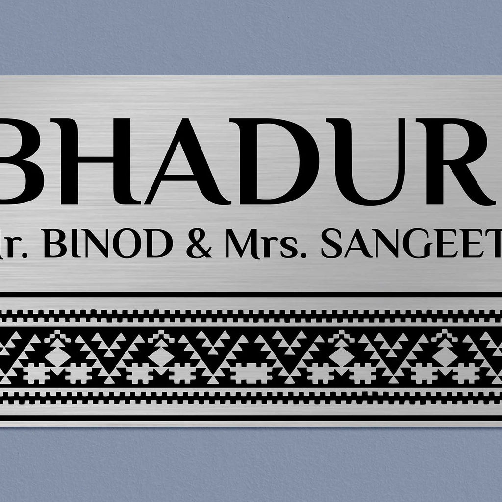 Personalized Minimal Line Art Stainless Steel Metal Name Plate for Home - Harshita Craft