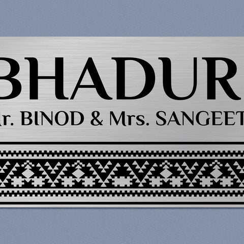 Personalized Minimal Line Art Stainless Steel Metal Name Plate for Home