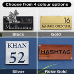 Personalized Weatherproof Rectangle Stainless Steel Metal Name Plate for Home - Harshita Craft
