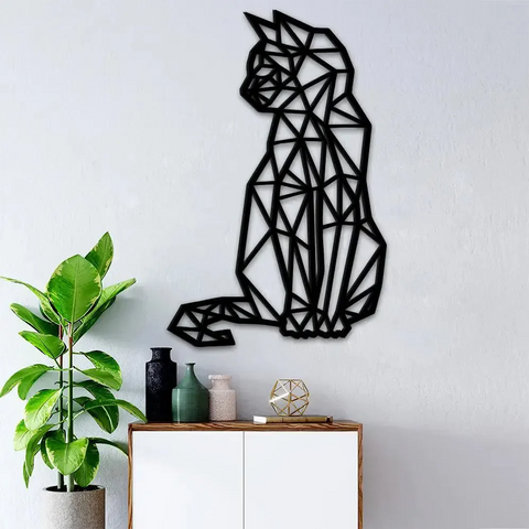 Geometric Cat Metal Wall Art 