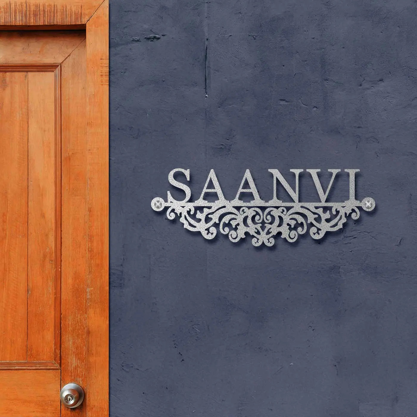 Personalized Laser Cut Minimalist Metal Name Plate for Home - Harshita Craft