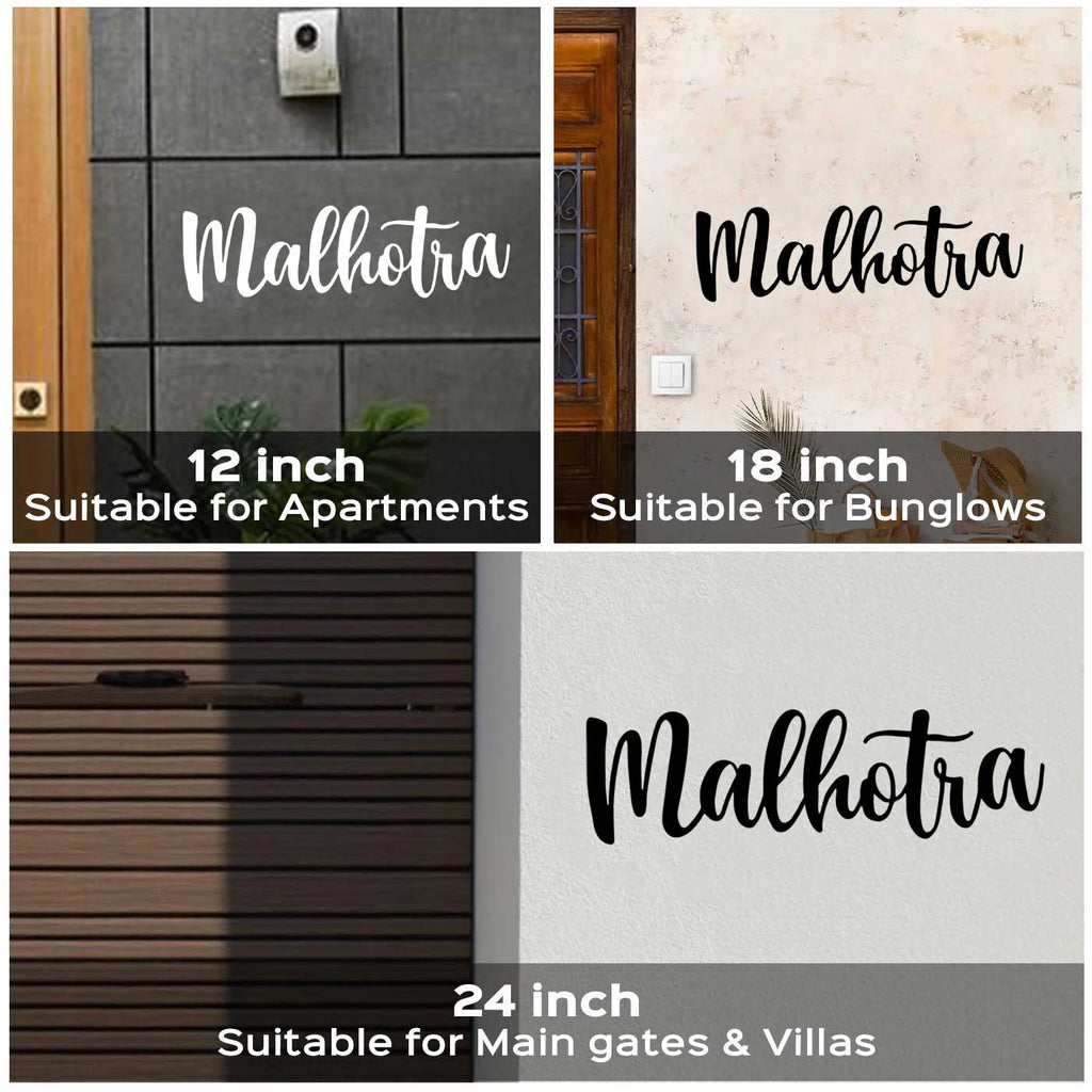 Personalized Weatherproof Laser Cut Metal Name Plate for Home | Modern Mild Steel Name Plate - Harshita Craft