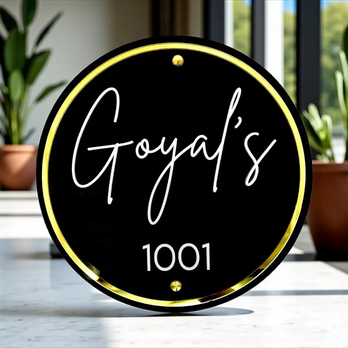 Wooden, White & Black ACP Acrylic Name Plate for Home | Custom Fancy Acrylic Name Plate Design - Harshita Craft