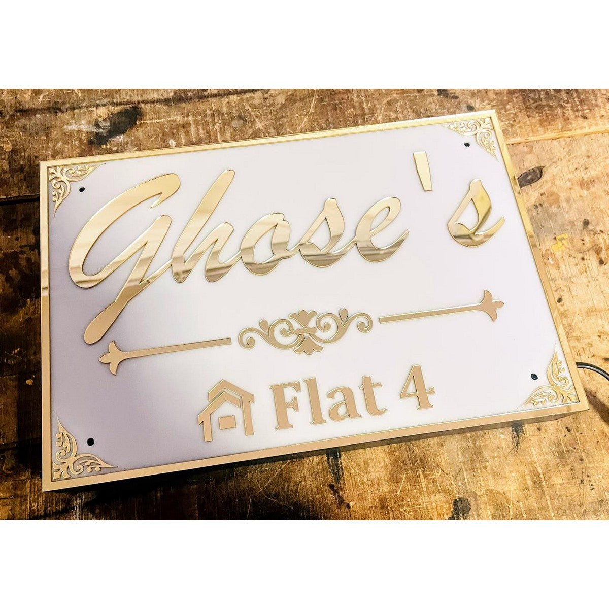 Acrylic LED Home Name Plate | Custom Acrylic Name Plate Design for Home Wall - Harshita Craft