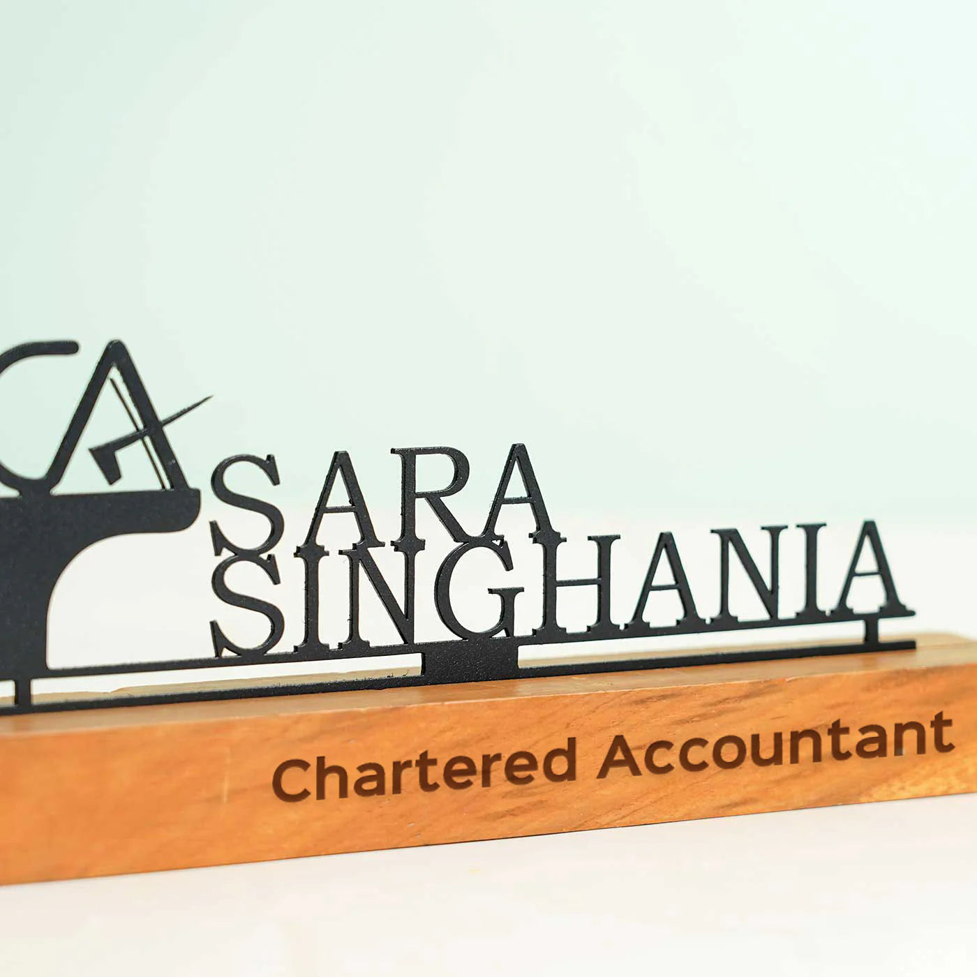 Personalized Desk Metal Name Plate for Chartered Accountant - Harshita Craft