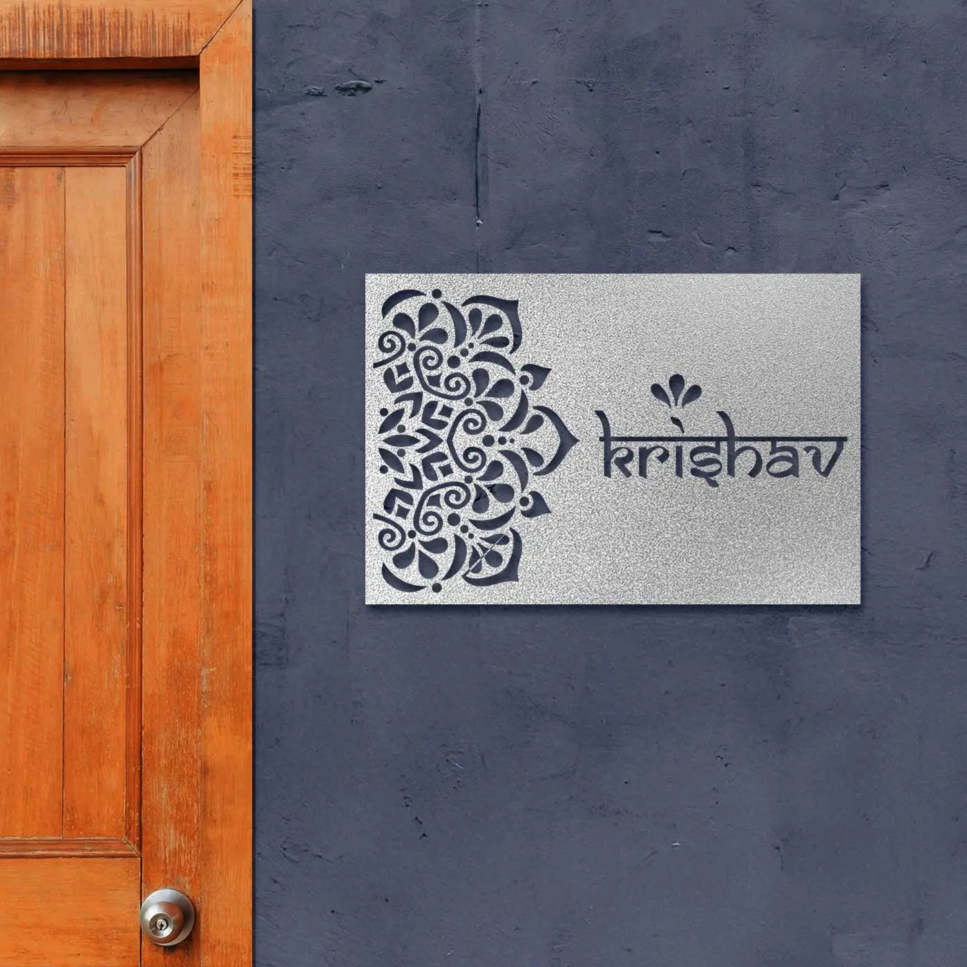 Personalized Metal Name Plate for Home – Rectangle Laser Cut Steel - Harshita Craft