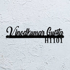 Personalized Waterproof Black LED Metal Name Plate for Home – Laser Cut Design - Harshita Craft