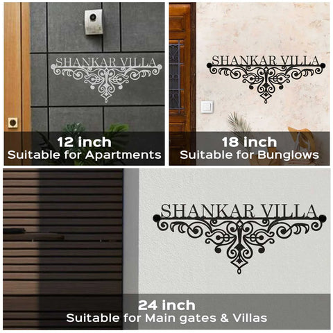 Personalized Metal Name Plate for Home – Weatherproof Mild Steel Name Plate for Villa & House Entrance