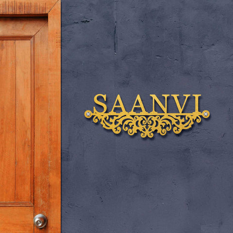 Personalized Laser Cut Minimalist Metal Name Plate for Home