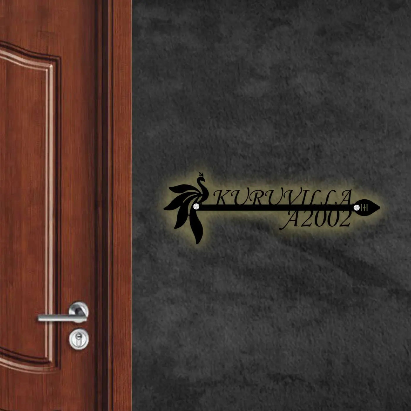 Personalized Metal Name Plate for Home – Religious Theme Laser-Cut Design - Harshita Craft