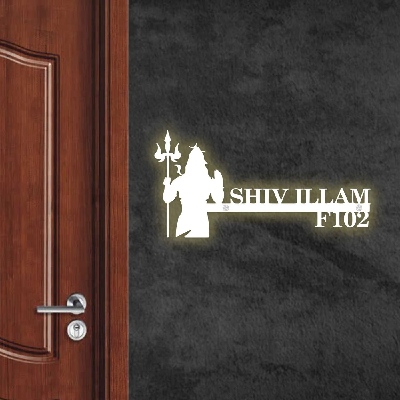 Personalized Metal Name Plate for Home – Religious Theme Laser Cut Design - Harshita Craft