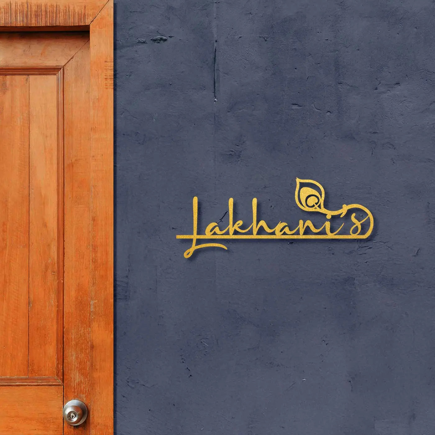 Personalized Laser Cut Feather Theme Metal Name Plate for Home - Harshita Craft