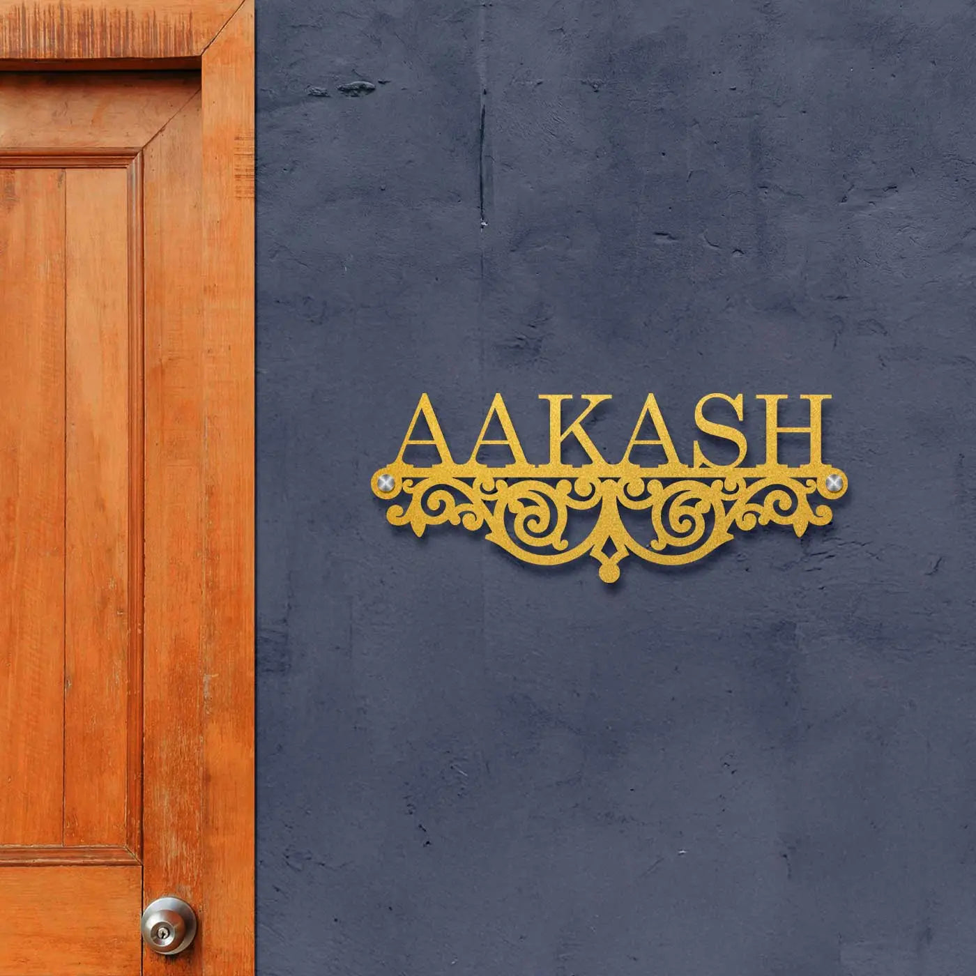 Personalized Minimalist Metal Name Plate for Home | Laser Cut Steel - Harshita Craft