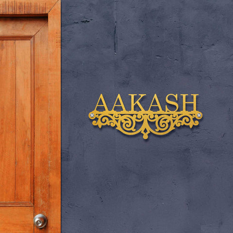 Personalized Minimalist Metal Name Plate for Home | Laser Cut Steel