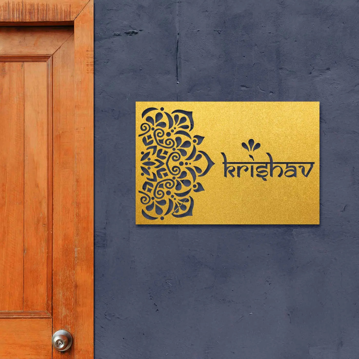 Personalized Metal Name Plate for Home – Rectangle Laser Cut Steel - Harshita Craft