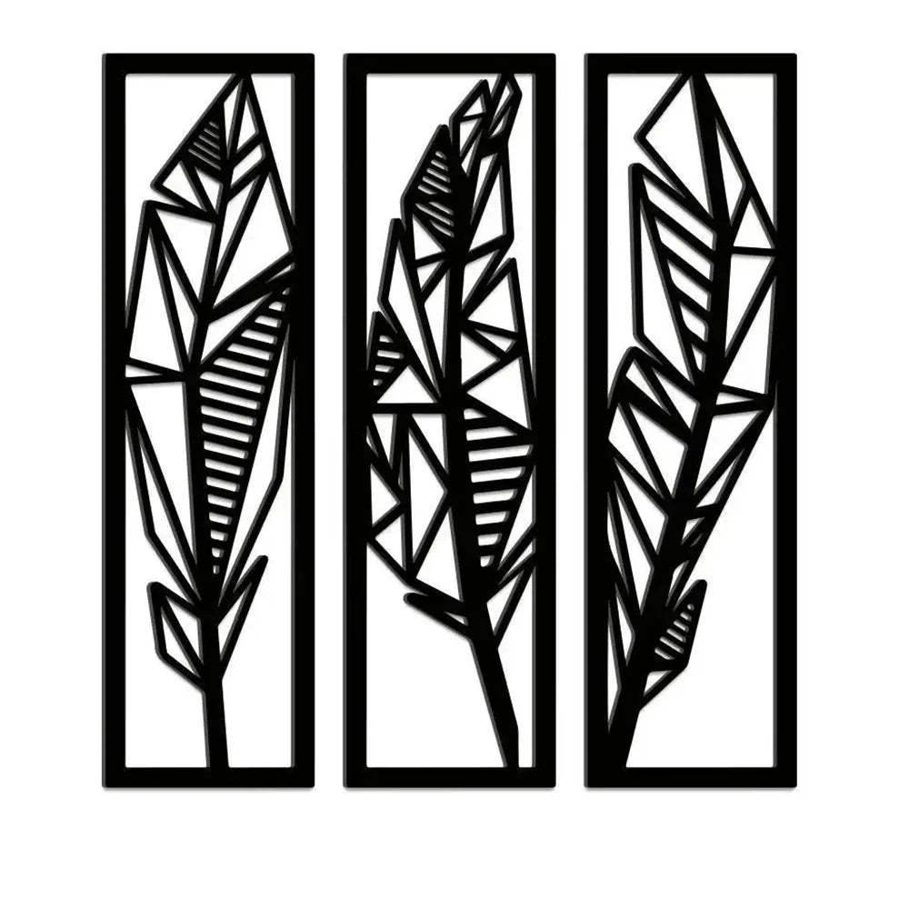 Three Tropical Leaf Frame Metal Wall Art for Modern Home Decor - Harshita Craft