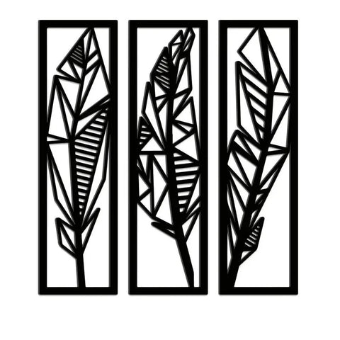 Three Tropical Leaf Frame Metal Wall Art for Modern Home Decor