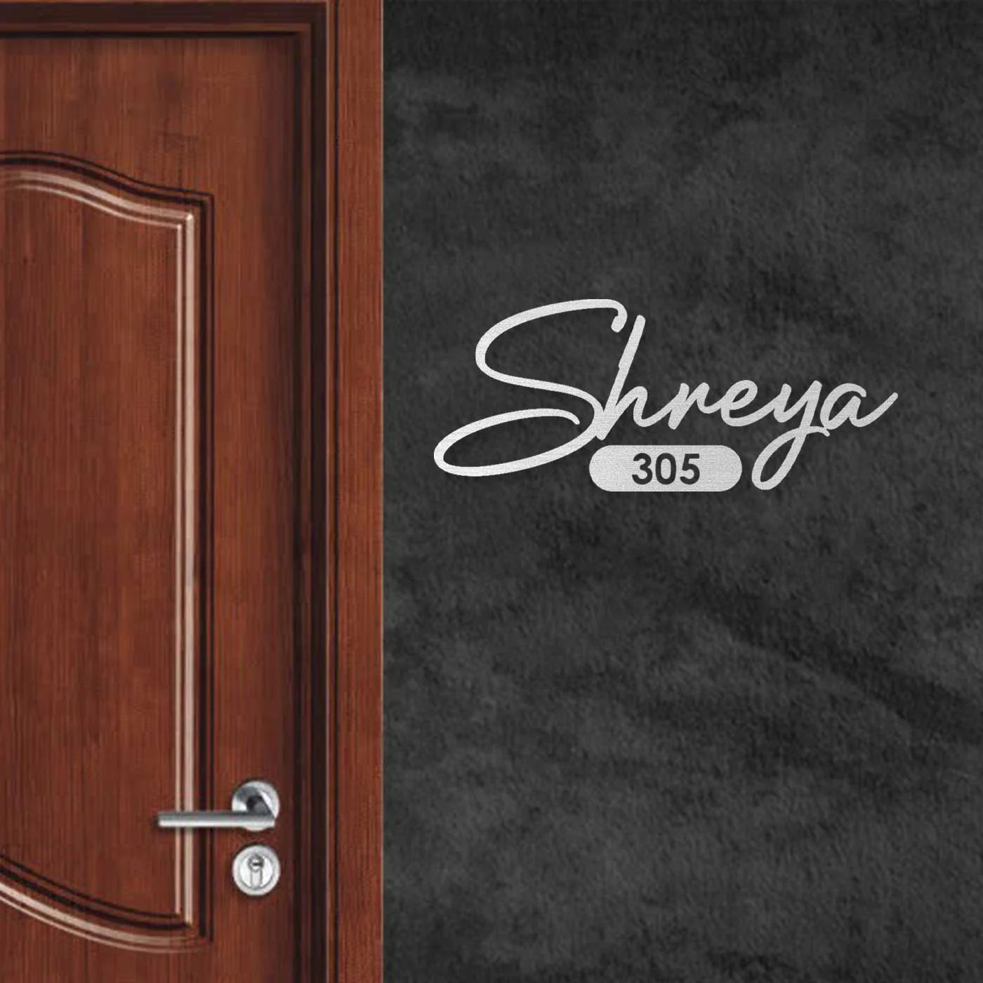 Personalized Minimalist Metal Name Plate for Home – Laser Cut Steel Design - Harshita Craft