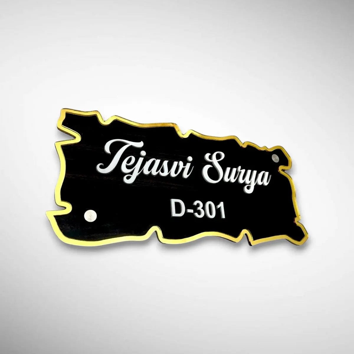 Wooden, White & Black ACP Acrylic Name Plate for Home | Custom Fancy Acrylic Name Plate Design - Harshita Craft