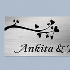Personalized Love Theme Stainless Steel Metal Name Plate for Home Entrance - Harshita Craft