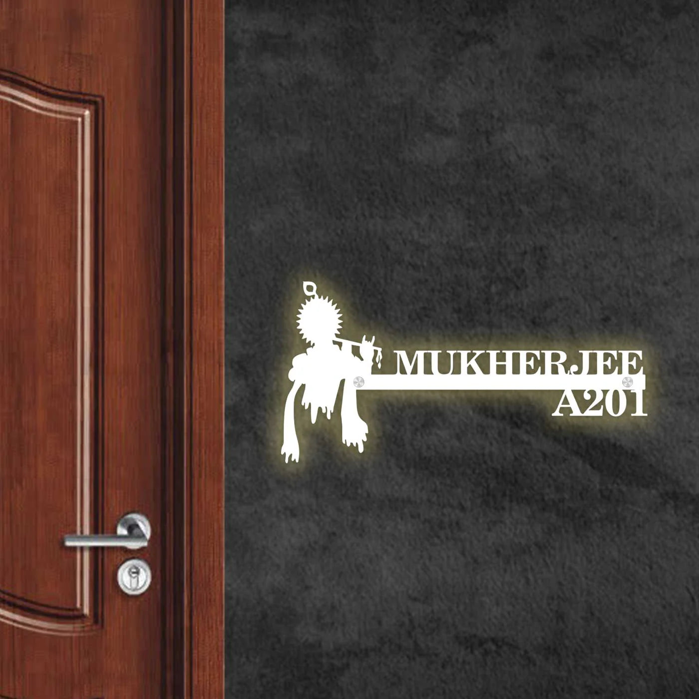 Personalized Metal Name Plate for Home – Religious Theme Laser Cut - Harshita Craft