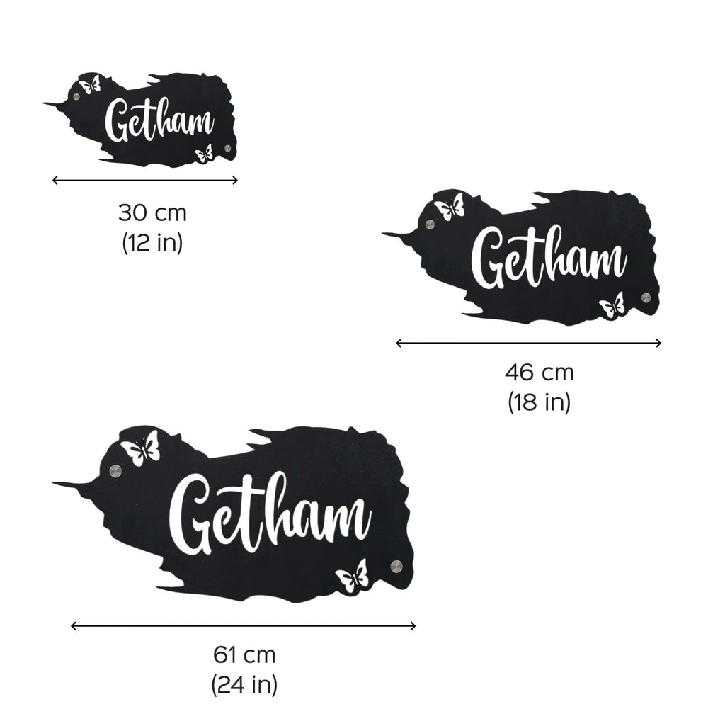 Personalized Metal Name Plate for Home – Weatherproof Butterfly Design - Harshita Craft