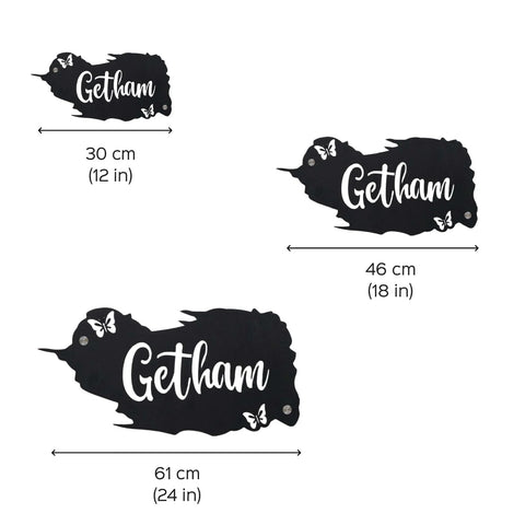 Personalized Metal Name Plate for Home – Weatherproof Butterfly Design