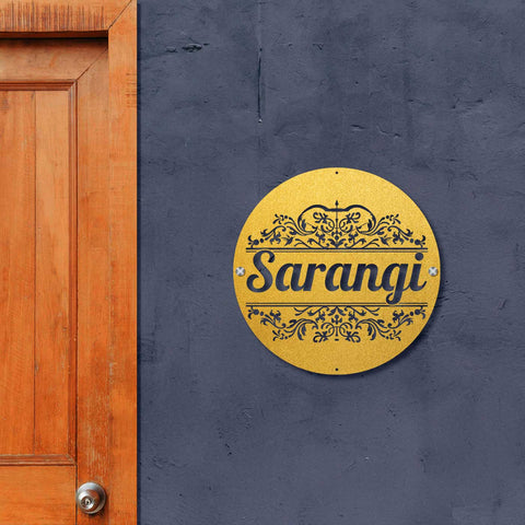 Personalized Laser Cut Round Metal Name Plate for Home
