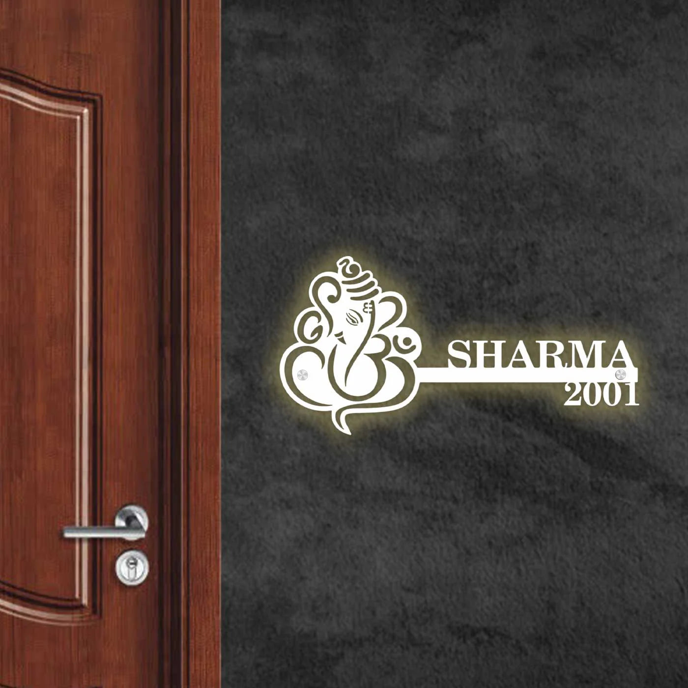 Personalized Religious Theme Metal Name Plate for Home – Laser Cut Steel - Harshita Craft