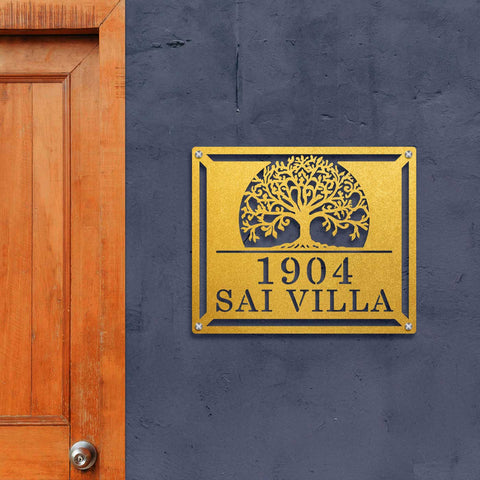 Personalized Tree of Life Metal Name Plate for Home – Laser Cut Steel