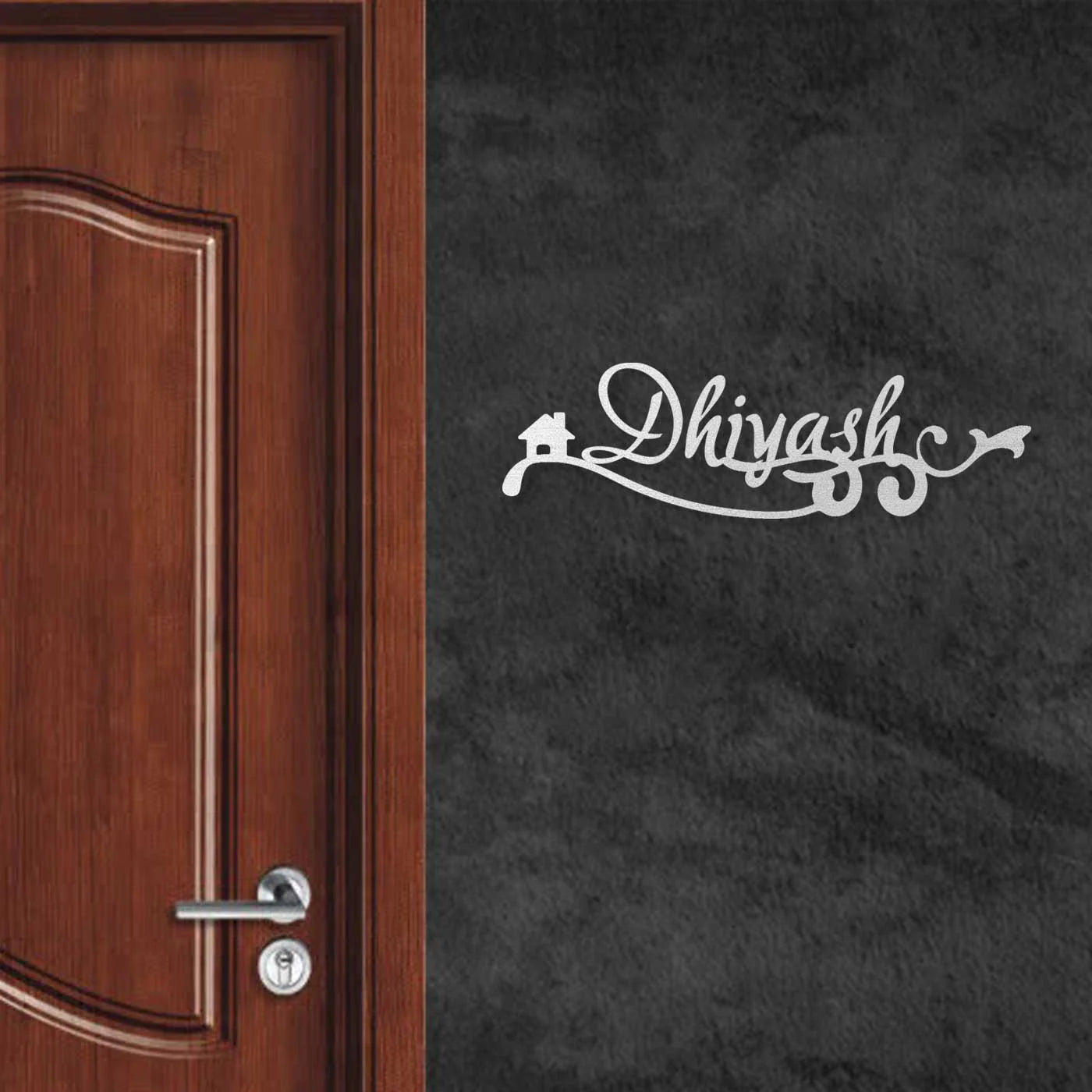 Personalized Laser Cut Wavy Design Metal Name Plate for Home - Harshita Craft